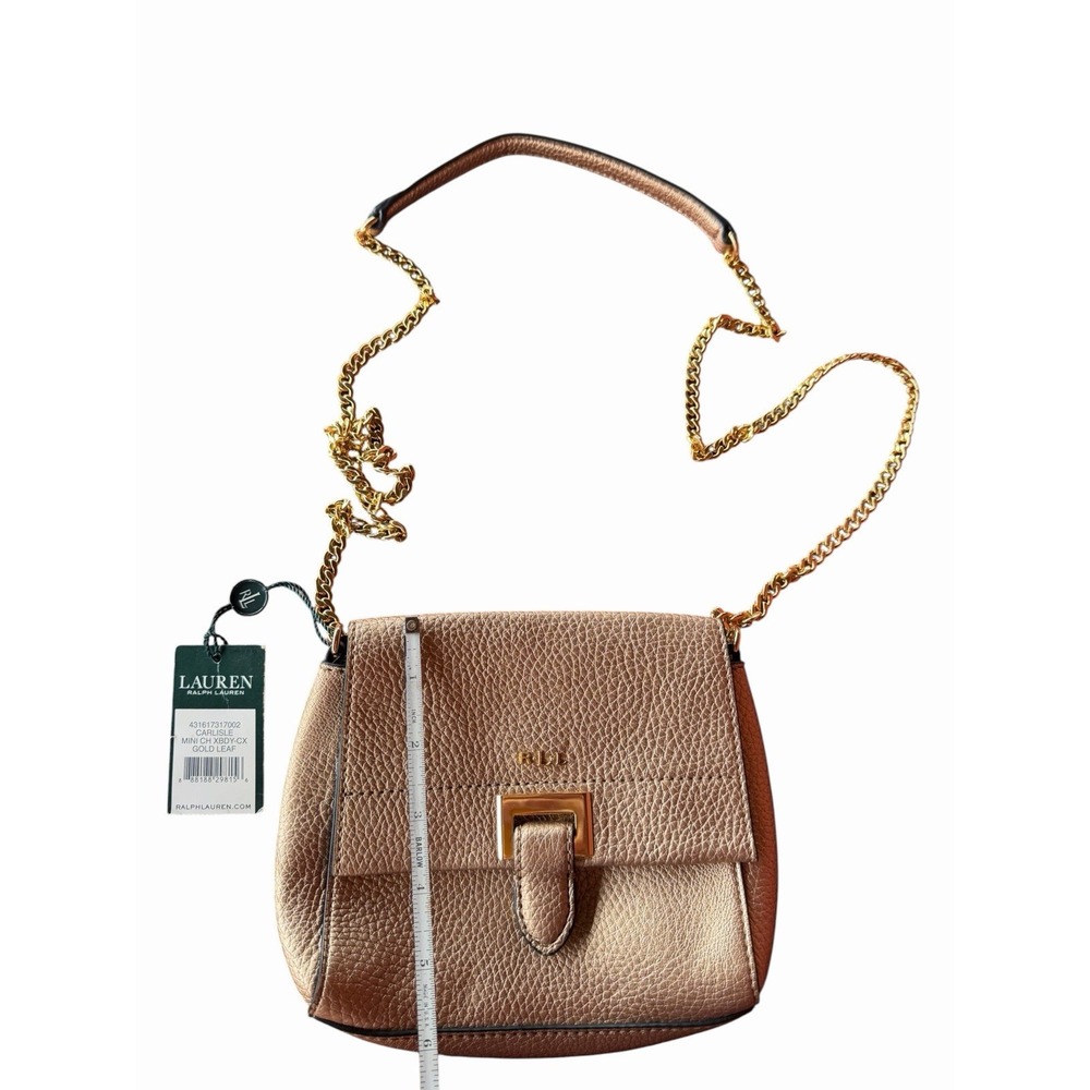 NWT Lauren Ralph Lauren Carlisle Mini Abree crossbody bag metallic gold chain